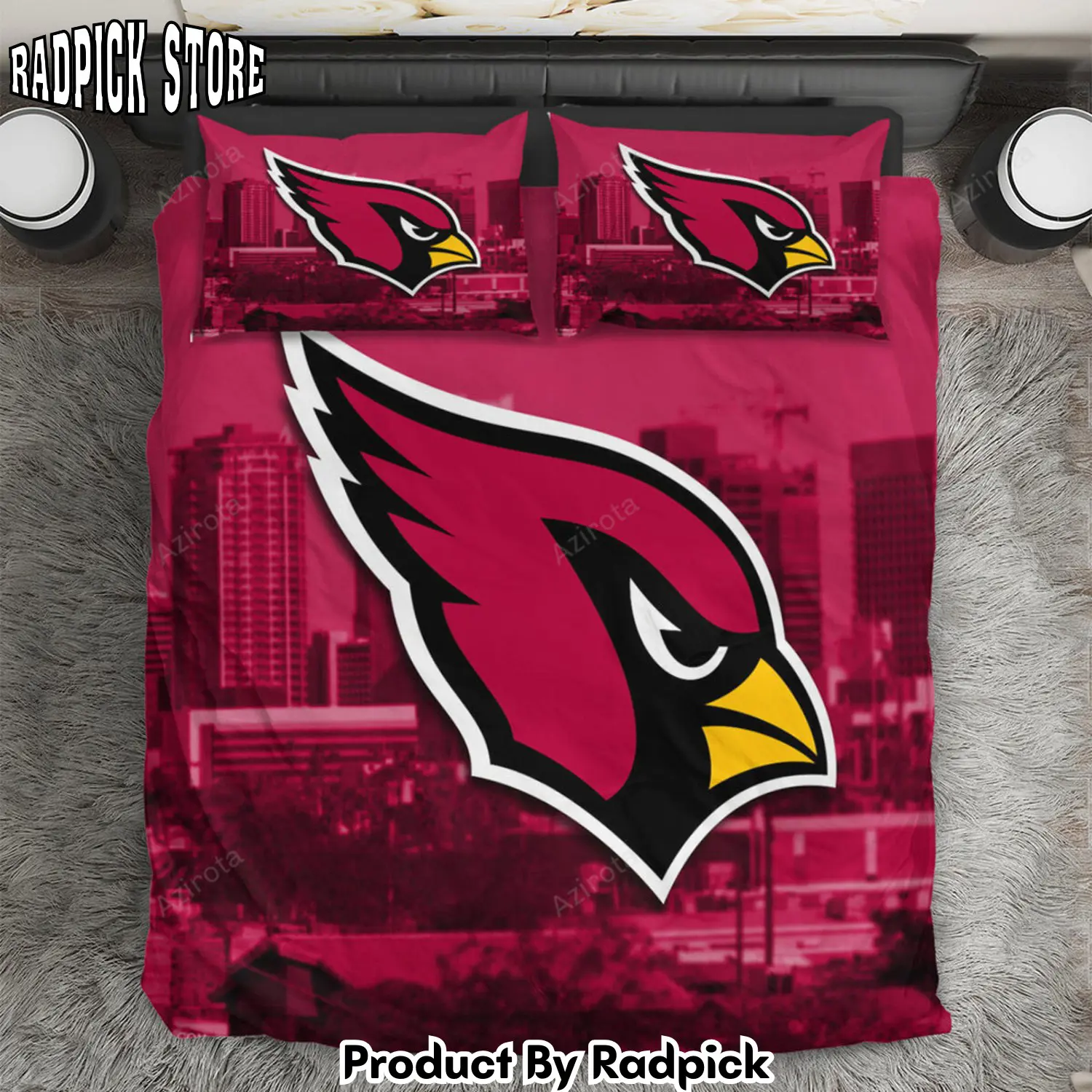 Radpick arizona cardinals city 3pcs bedding set duvet cover and pillow cases gift for fan rp3278693